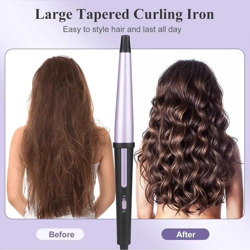 Hair Curling Wand Tapered Curling Iron Professional Ceramic Curler Dual Voltage